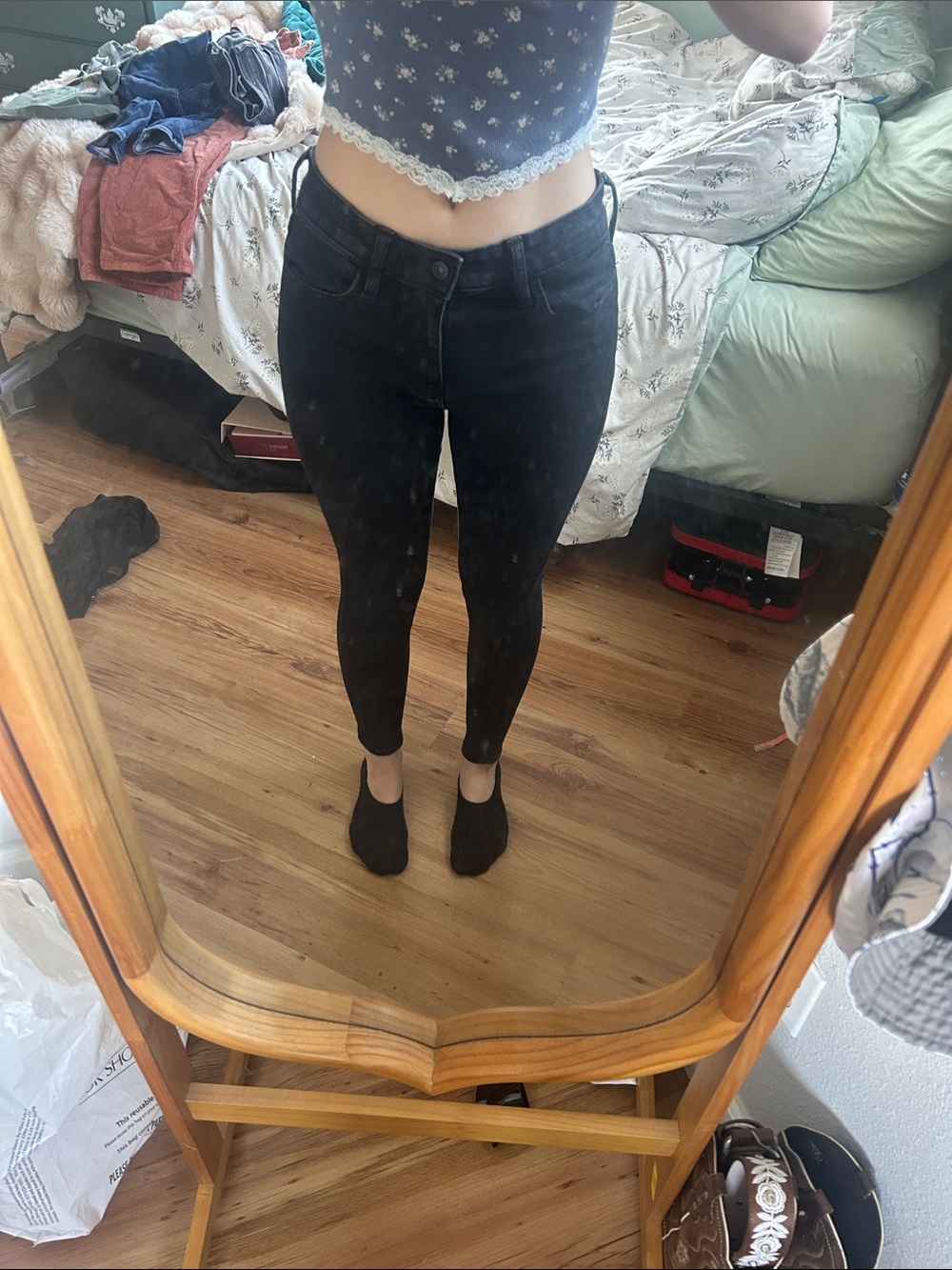 American Eagle Outfitters Black Mid-Rise Skinny Jeans